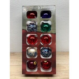 Vtg Set Of 10 Mixed Brands Hand Blown Glass Ball Christmas Tree Ornament